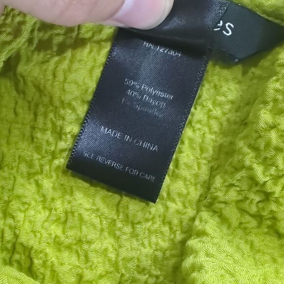 Ali Miles Blouse Womens Medium Green Asymmetrical Art Tunic Chartreuse - Picture 8 of 11